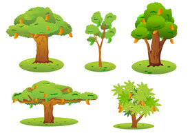 卡通芒果树矢量图片