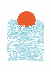 落日太阳浪花