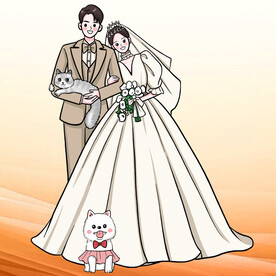 卡通结婚新人