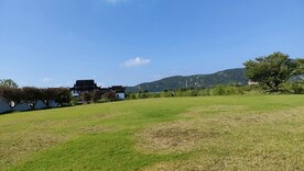 伊芦山梅园蓝天白云草坪