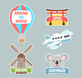 旅行贴纸插画图片