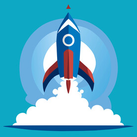 火箭发射卡通插画