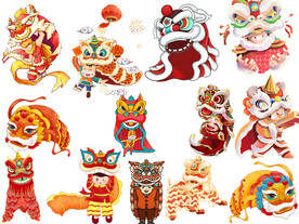 免扣舞狮子素材