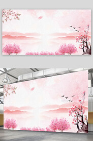 桃花园背景展板