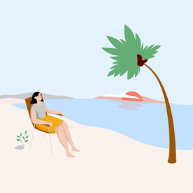 海边沙滩插画图片
