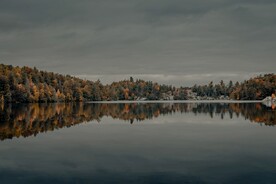湖边秋林风景