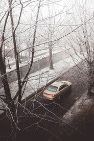 雪天道路上的汽车