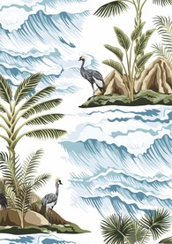 山涧风景仙鹤
