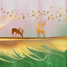 轻奢麋鹿风景画挂画