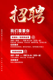 红色高档招聘海报