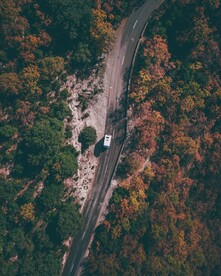 林间道路鸟瞰图