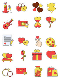 情人节扁平风标签图标免扣