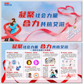 凝聚社会力量合力共抗艾滋病展板