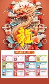 龙年新年2024年日历素材