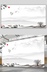 彩色古风展板
