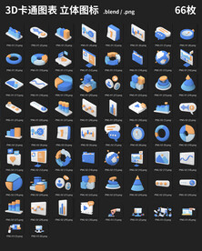 3D卡通图表立体图标