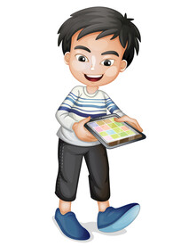 卡通玩平板男孩