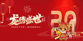 红色喜庆2024龙年新年展板