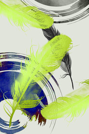 绿色水彩羽毛水墨艺术挂画装饰画