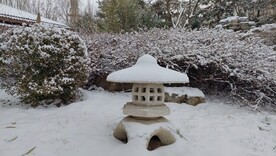 雪花雪景石头路灯