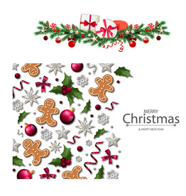 圣诞底纹松枝素材
