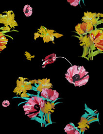 水彩花 数码印花