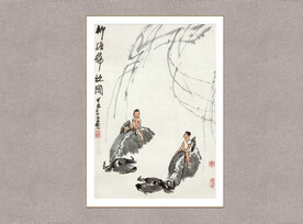 柳塘归牧图
