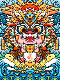 潮流简约2024新年龙年