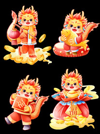 龙年国潮插画海报