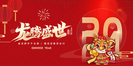 红色喜庆2024龙年新年展板