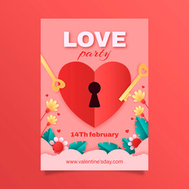 情人节派对海报设计模板 