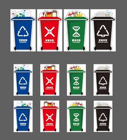 垃圾分类垃圾桶模切展板
