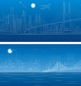 科技城市线条图