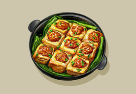 美食插画煎酿豆腐