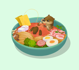 插画美食关东煮