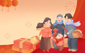 插画过年办年货