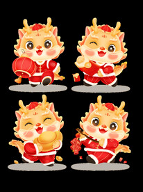 卡通喜庆龙年IP元素套图