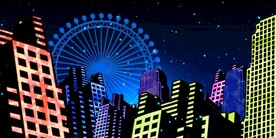 卡通夜景城市建