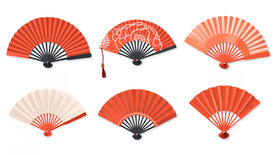 不同的中国红色折扇贴纸