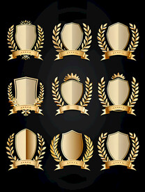 金盾徽章月桂花环