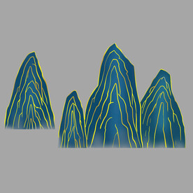 婚礼山峰 层叠山峰 国潮山峰