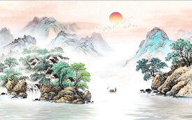 中式水墨山水国画电视背景墙
