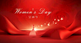 红色妇女节海报