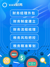 蓝色企业营业范围展板