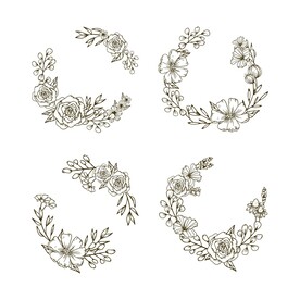 矢量手绘花环花框