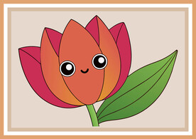 卡通郁金香花朵地垫图案