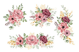 矢量婚庆花卉花边素材插画