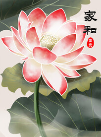 中式荷花挂画