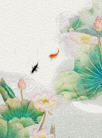 中式荷花挂画
