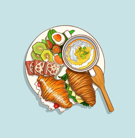 手绘西点牛角包